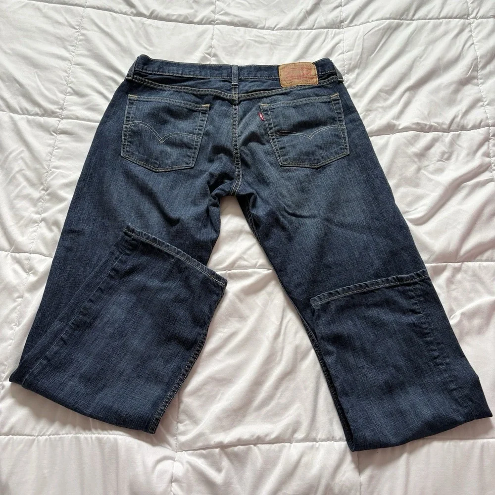 Levis 514‎ Straight Fit Jeans Stretch Dark Blue Mens 36x32 Grunge Punk Cotton